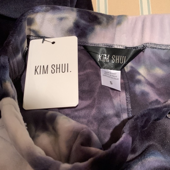 KIM SHUI VELVET LUXURY LOUNGE PANTS MADE IN ITALY PURPLE WASH TIE-DYE DESIGN S,L - Picture 15 of 16